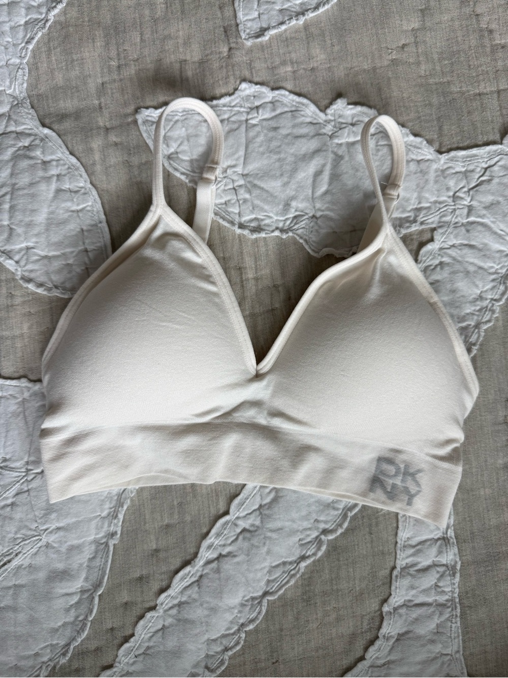 DKNY Cream Seamless Bralette with Subtle Logo